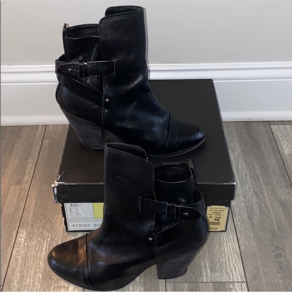 🖤 Rag & Bone 'Kinsey' Black Leather Ankle Boots | Size 9 - Picture 7 of 12